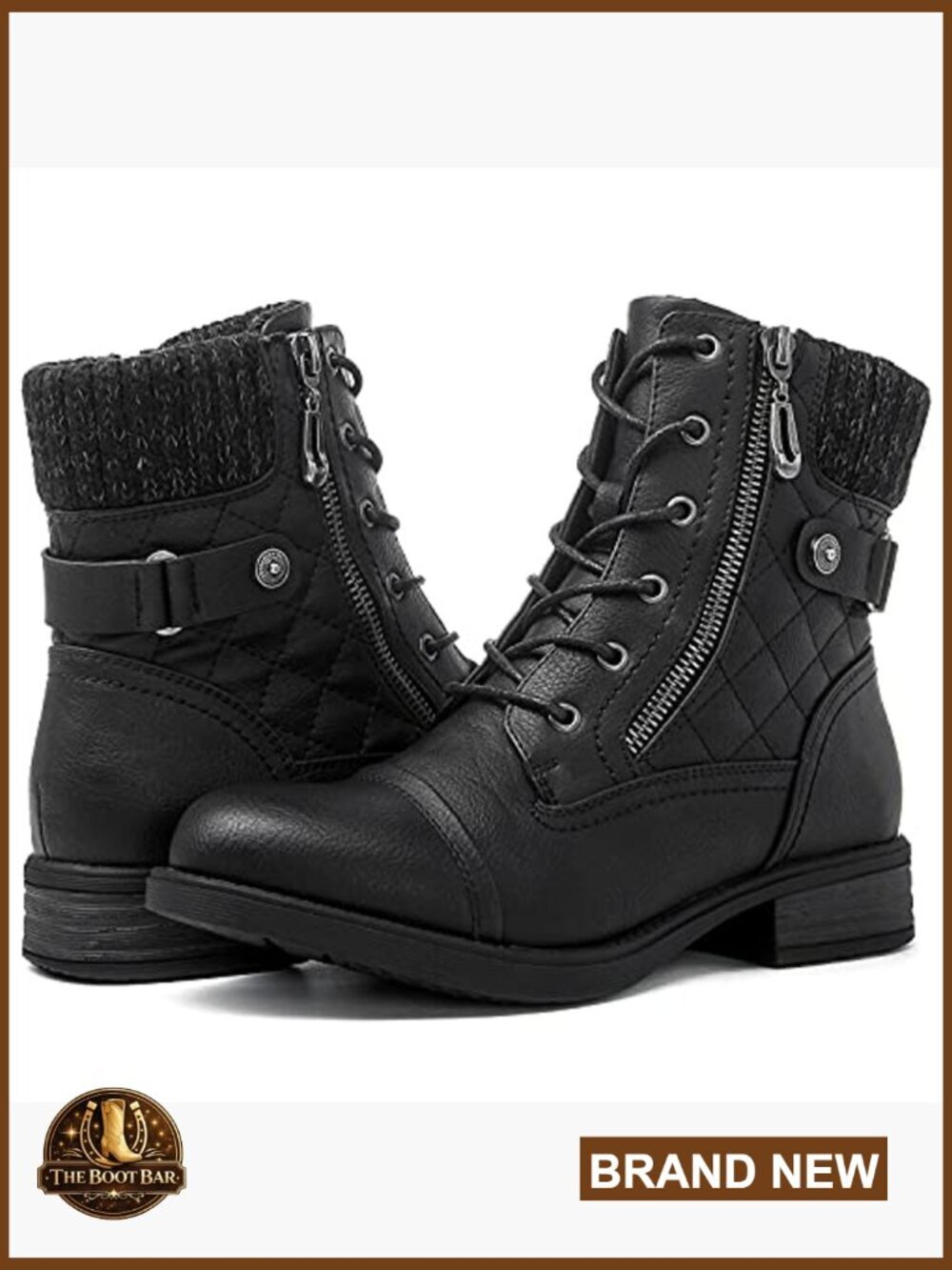 Women's Ankle Booties Combat Boots Low Heel Lace Up Side Zipper Fall - Picture 7 of 7